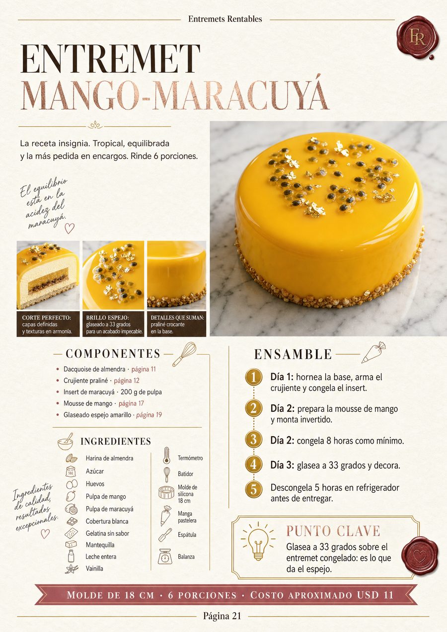 Página del libro: entremet de mango y maracuyá